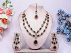 Jewel City Teardrop Bridal Necklace Set with Earrings & Maang Tikka - Ethnic Wedding Jewelry for Brides & Parties