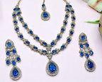 Jewel City Teardrop Bridal Necklace Set with Earrings & Maang Tikka - Ethnic Wedding Jewelry for Brides & Parties