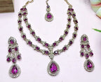 Jewel City Teardrop Bridal Necklace Set with Earrings & Maang Tikka - Ethnic Wedding Jewelry for Brides & Parties