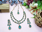 Jewel City Teardrop Bridal Necklace Set with Earrings & Maang Tikka - Ethnic Wedding Jewelry for Brides & Parties