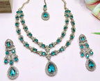 Jewel City Teardrop Bridal Necklace Set with Earrings & Maang Tikka - Ethnic Wedding Jewelry for Brides & Parties