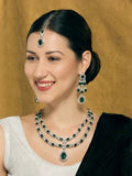 Jewel City Teardrop Bridal Necklace Set with Earrings & Maang Tikka - Ethnic Wedding Jewelry for Brides & Parties