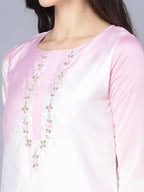 Myshka Women Pink Striped Empire Kurti with Trousers With Dupatta - Distacart