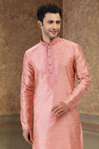 Raivat Ethnic Jacquard Banarasi Silk Thread Work Kurta Pajama In Dark Pink Colour - Distacart