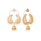 Nuyug 22K Gold Plated White Stone Studded Contemporary Mini Jhumki Dangler Earrings - Distacart