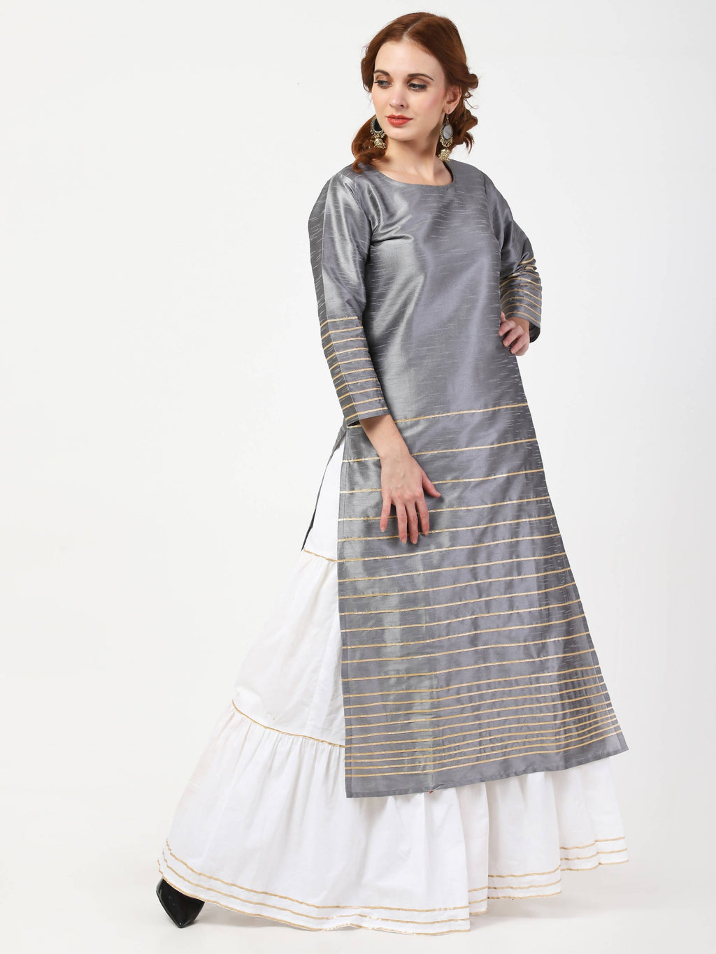 Cheera Kurta With Skirt & Embroidered Dupatta set (CH108KSD)