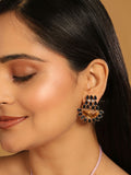 Nuyug 22K Gold Plated Crystal Studded Contemporary Floral Shaped Stud Earrings - Distacart