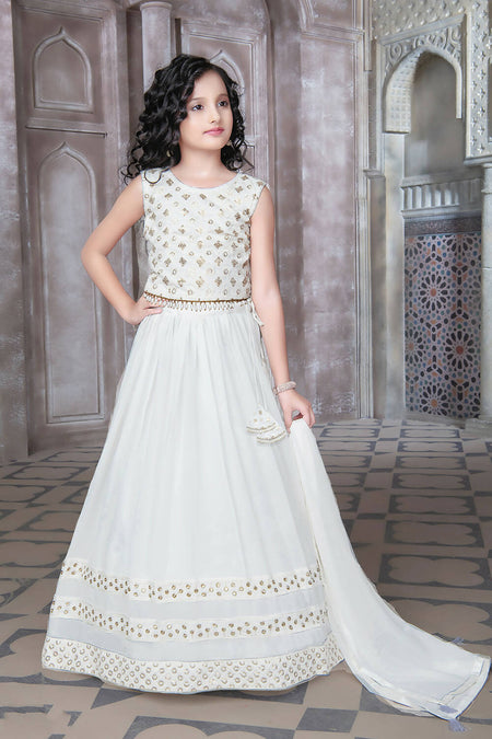 Kids Wedding Designer Grey Georgette Lehenga Choli - Aaradhna