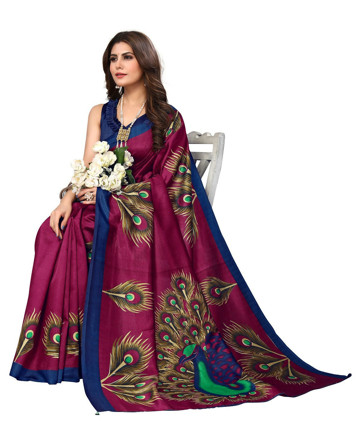 Vamika purple Printed Art Silk Saree