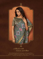 Green Rangkat and Crepe Silk Aztec Saree With Unstitched Blouse Piece - Mohmanthan Royal Saachi - Distacart