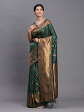 Shree Shyam Fashion Silk Dark Green Saree - Distacart