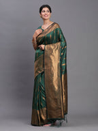 Shree Shyam Fashion Silk Dark Green Saree - Distacart