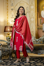 The52 Women's Beautiful Rayon Fabric Printed Work Straight Kurta Pant and Dupatta Set - Distacart