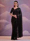 Vegaa Fashion Black Soft Georgette Leriya Sequence Work Saree - Distacart