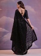 Vegaa Fashion Black Soft Georgette Leriya Sequence Work Saree - Distacart