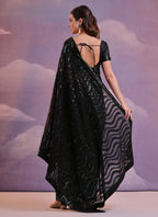 Vegaa Fashion Black Soft Georgette Leriya Sequence Work Saree - Distacart