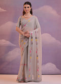 Vegaa Fashion Beige Soft Georgette Sequence Work Saree - Distacart