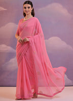 Vegaa Fashion Pink Soft Georgette Sequence Work Saree - Distacart