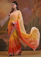 Vegaa Fashion Yellow Soft Georgette Sequence Work Saree - Distacart