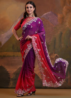 Vegaa Fashion Purple Soft Georgette Sequence Work Saree - Distacart