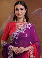 Vegaa Fashion Purple Soft Georgette Sequence Work Saree - Distacart
