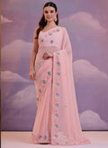 Vegaa Fashion Light Pink Soft Georgette Sequence Work Saree - Distacart