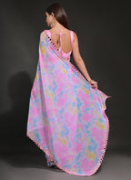 Vegaa Fashion Light Pink Georgette Prizam Print Mirror Work Saree - Distacart
