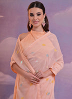 Vegaa Fashion Light Peach Soft Georgette Sequence Work Saree - Distacart