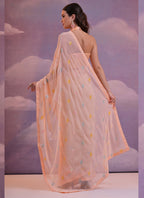 Vegaa Fashion Light Peach Soft Georgette Sequence Work Saree - Distacart