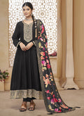 Vegaa Fashion Black Vichitra Silk Embroidered Anarkali Suit