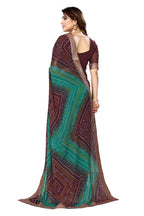 Vamika Brown Georgette Printed With Lace Saree - Distacart