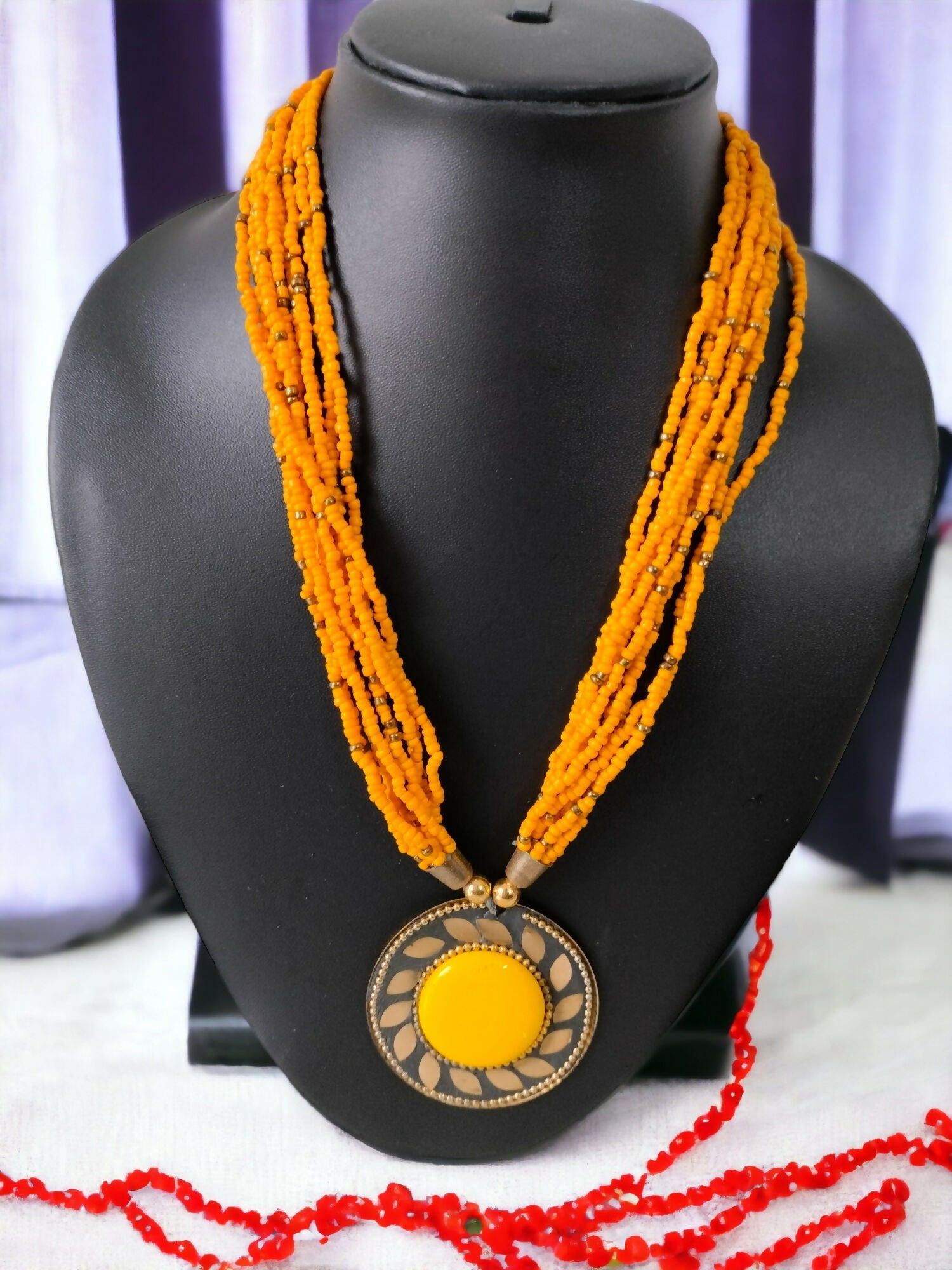 Inhanns Everyday Statement Beaded Pendant Necklace - Yellow