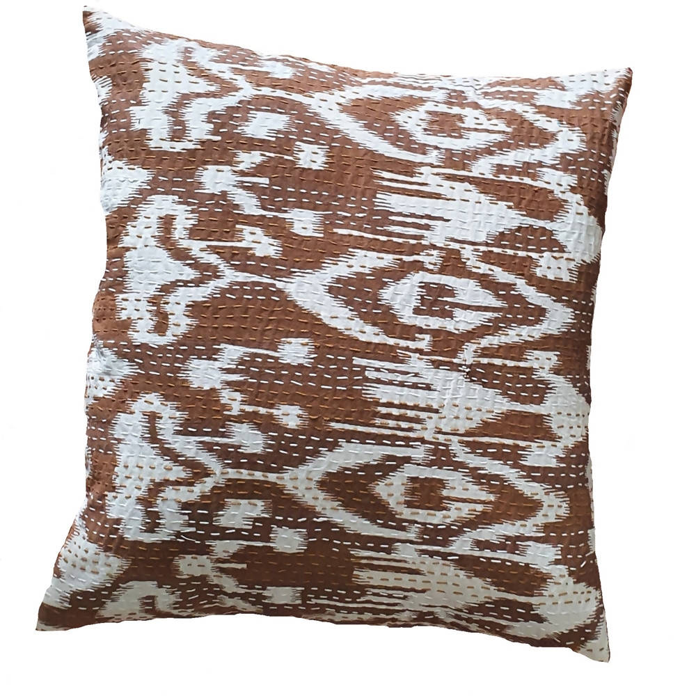 The Decor Nook Off White Base With Brown Print Cushion Cover