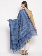 Myshka Women's Blue Cotton Print Casual Dupatta