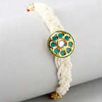Traditional Kundan Rakhi And Black Men's Wallet