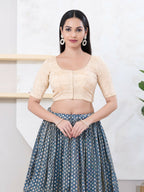 Joban Fashion Cream Tissue Elbow Sleeveless Front Open Blouse