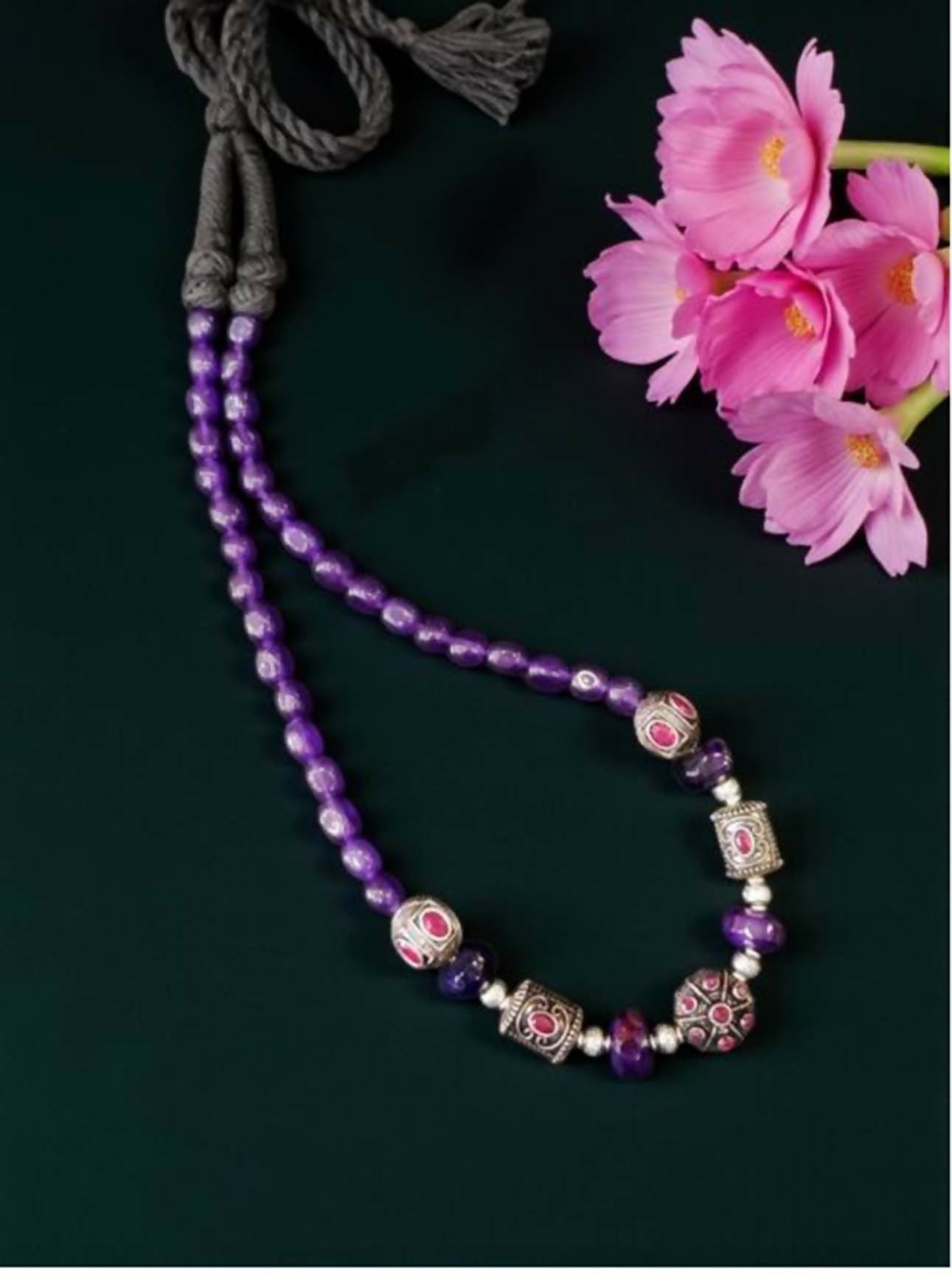 Joban Fashion Women Multi Victorian Beads Necklace With Violet Quartz Beads - Distacart