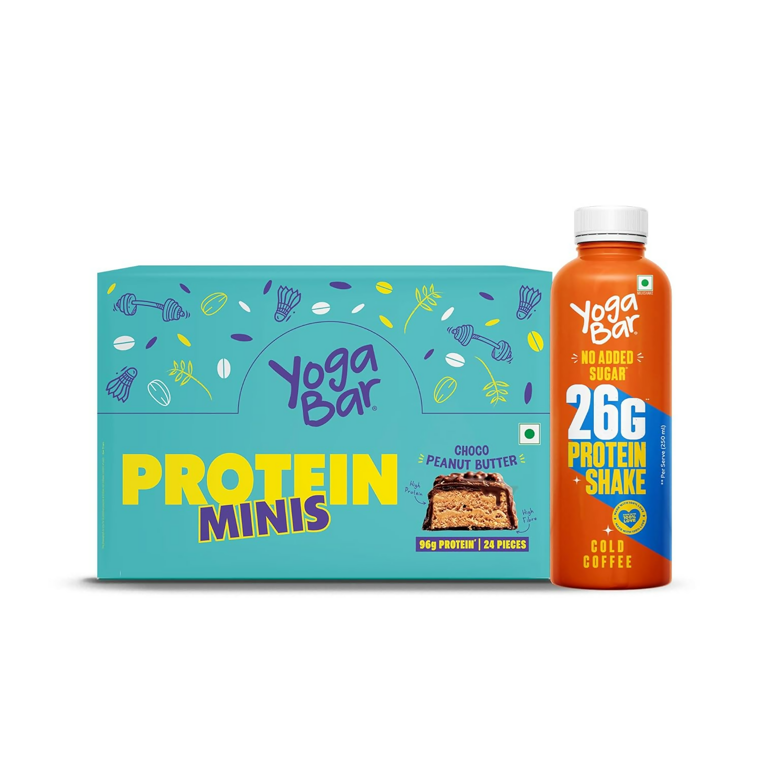 Yoga Bar Protein Minis Choco Peanut Butter, 24 Pieces, Cold Coffee Protein Shake - Distacart