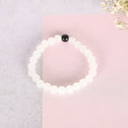 NVR Men & Women Transparent & White & Black Marbel Crystal Elasticated Bracelet - Distacart
