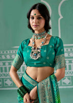 Joban Fashion Vicitra Silk Green Soft Fabric With Digital Print Saree