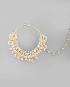 VOJ Gold-Polished With Pearl Indian Nose Pin