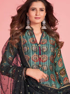 Myra Multicolour Pure Dola Silk Designer Gown Style Suit - Distacart