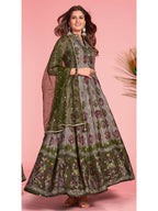 Myra Multicolour Pure Dola Silk Designer Gown Style Suit - Distacart