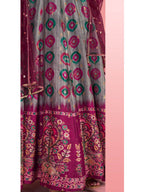 Myra Multicolour Pure Dola Silk Designer Gown Style Suit - Distacart