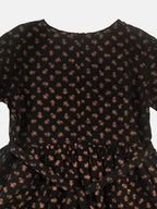 Ahalyaa Black Color Crepe Printed kids Kurta Palazzo Set For Girls