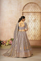 Kesar Fab Dark-Onion-Pink Net Hand_Woven Lehenga