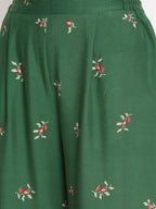 Ahalyaa Women's Green Rayon Printed Kurta Palazzo Set