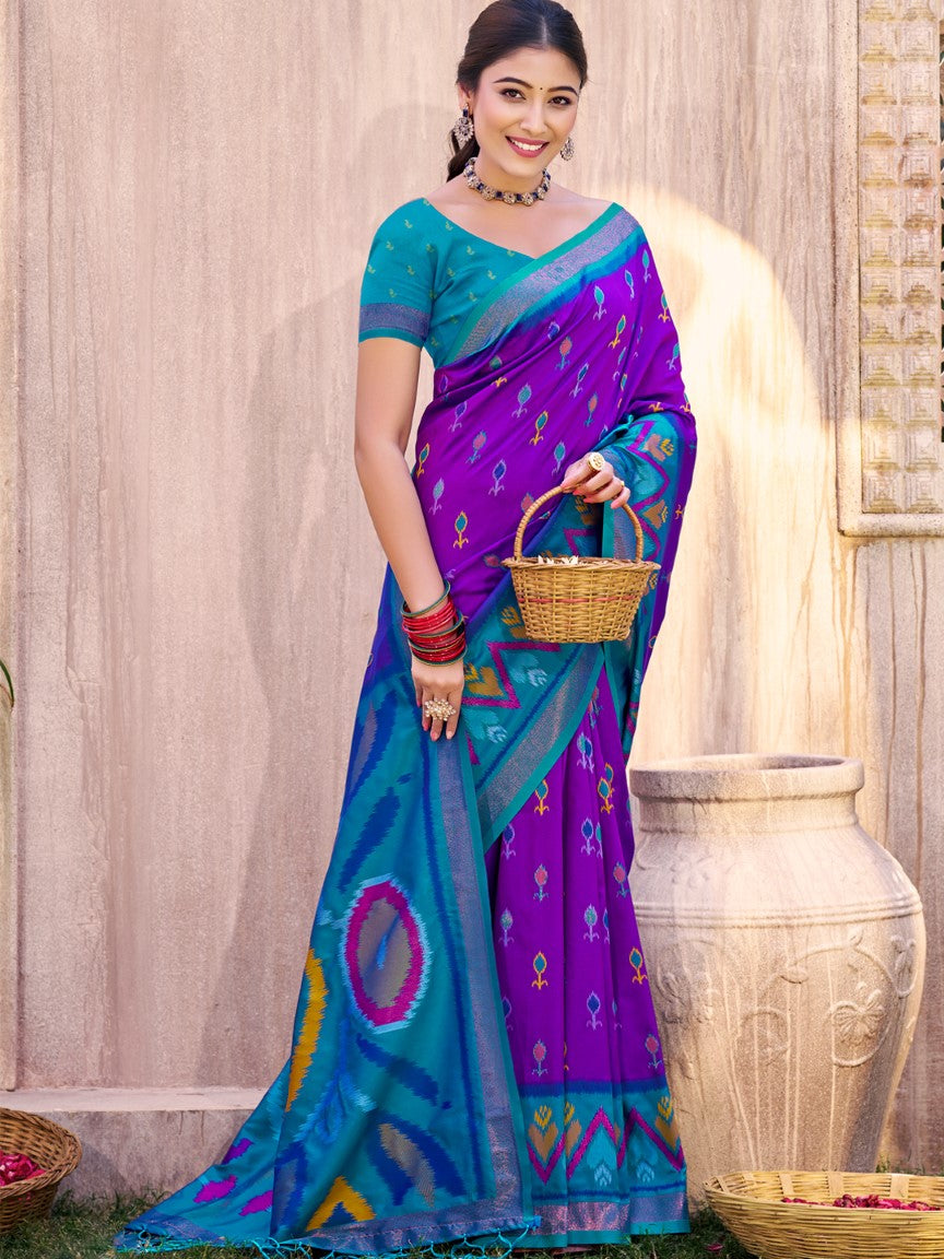 Anaita Violet Silk Saree With Blouse Piece - Distacart