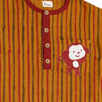 Mhyssa Kong Full sleeve Orange Kurta with Maroon Shorts Set For Kids