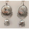 Fashion Collection Chandbali Silver Oxidized Jhumka Tassel Dangler Earrings